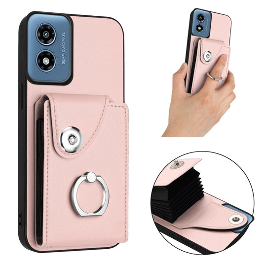 For Motorola Moto G Play 2024 5G Organ Card Bag Ring Holder Phone Case(Pink) by buy2fix
