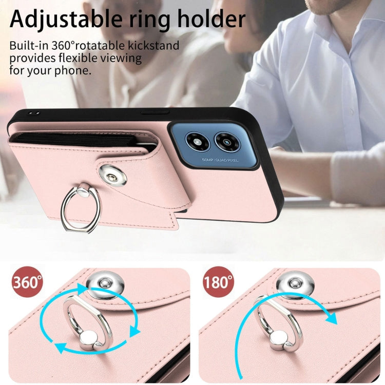 For Motorola Moto G Play 2024 5G Organ Card Bag Ring Holder Phone Case(Pink) by buy2fix