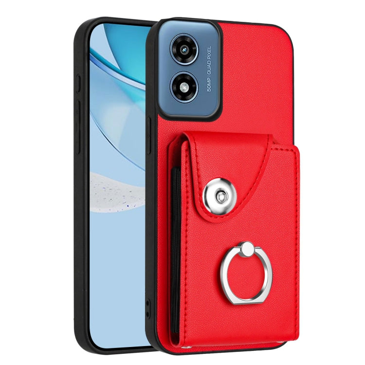 For Motorola Moto G Play 2024 5G Organ Card Bag Ring Holder Phone Case(Red) by buy2fix