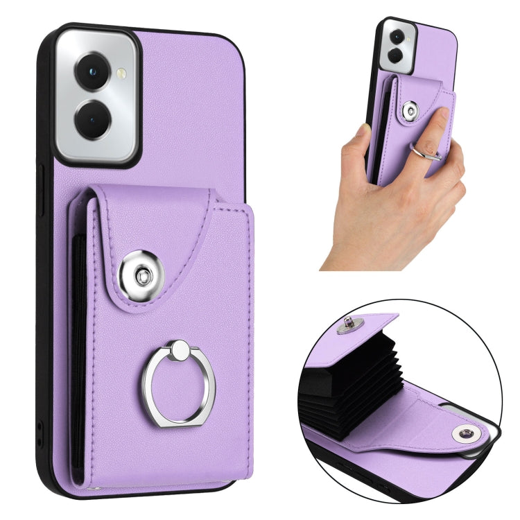 For Motorola Moto G Power 2024 5G Organ Card Bag Ring Holder Phone Case(Purple) by buy2fix