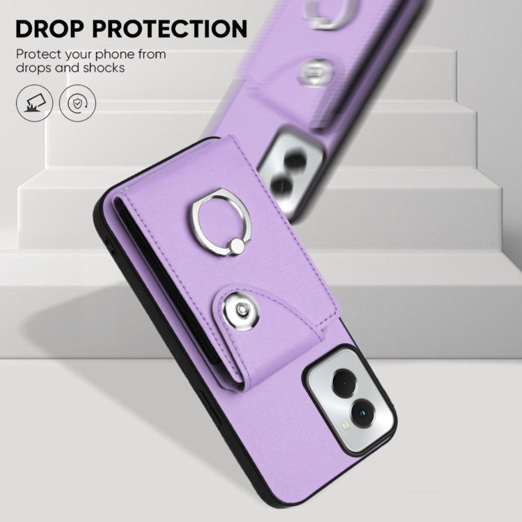 For Motorola Moto G Power 2024 5G Organ Card Bag Ring Holder Phone Case(Purple) by buy2fix