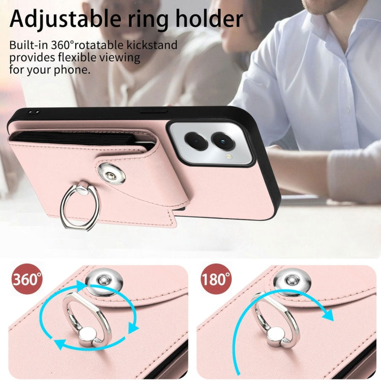 For Motorola Moto G Power 2024 5G Organ Card Bag Ring Holder Phone Case(Pink) by buy2fix