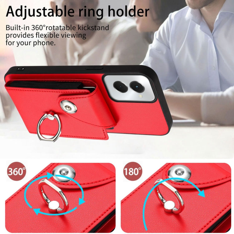 For Motorola Moto G Power 2024 5G Organ Card Bag Ring Holder Phone Case(Red) by buy2fix