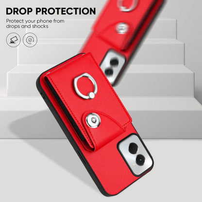 For Motorola Moto G Power 2024 5G Organ Card Bag Ring Holder Phone Case(Red) by buy2fix