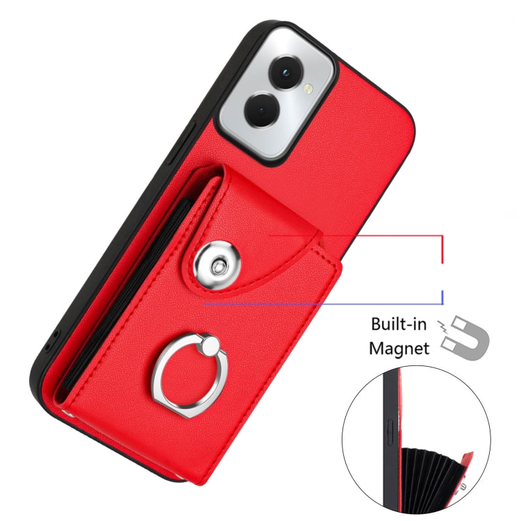 For Motorola Moto G Power 2024 5G Organ Card Bag Ring Holder Phone Case(Red) by buy2fix