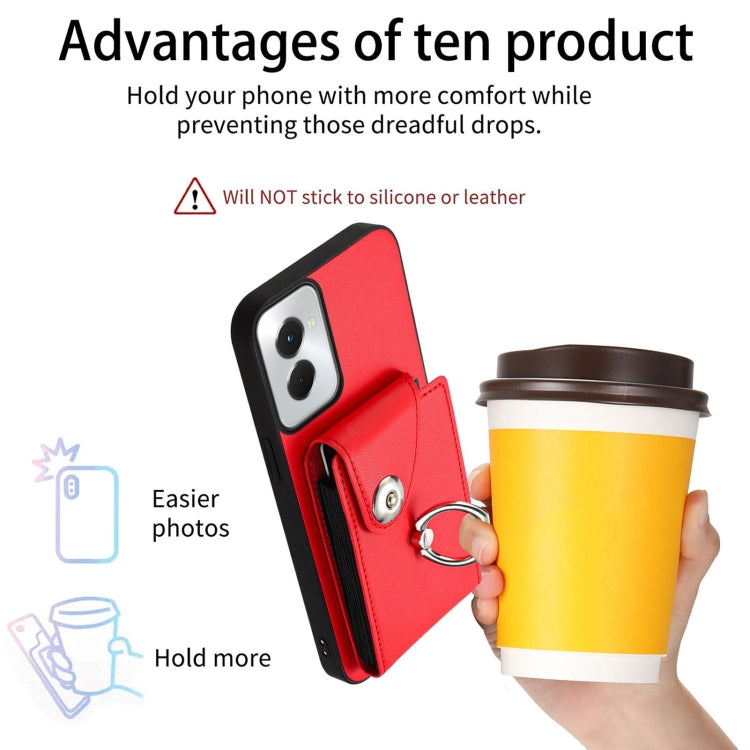 For Motorola Moto G Power 2024 5G Organ Card Bag Ring Holder Phone Case(Red) by buy2fix