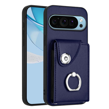 For Google Pixel 9 Pro XL Organ Card Bag Ring Holder Phone Case(Blue) by buy2fix
