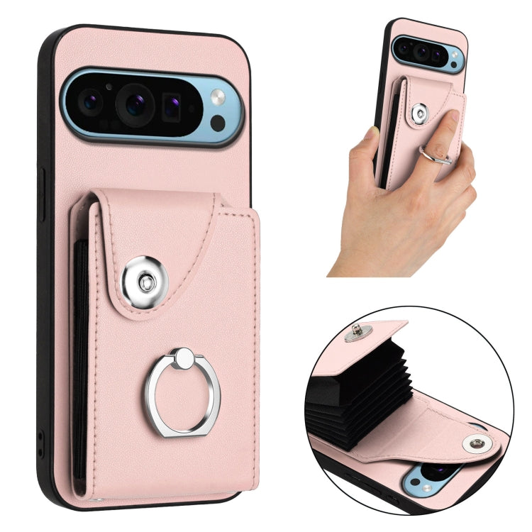 For Google Pixel 9 Pro XL Organ Card Bag Ring Holder Phone Case(Pink) by buy2fix