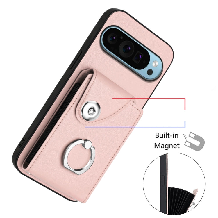 For Google Pixel 9 Pro XL Organ Card Bag Ring Holder Phone Case(Pink) by buy2fix