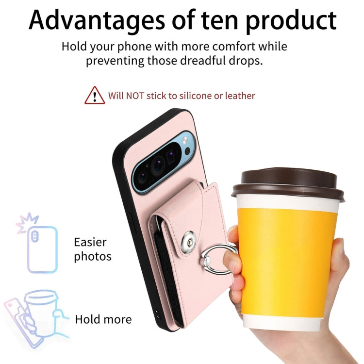For Google Pixel 9 Pro XL Organ Card Bag Ring Holder Phone Case(Pink) by buy2fix