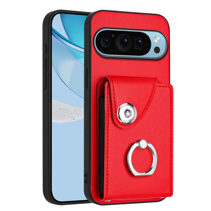 For Google Pixel 9 Pro XL Organ Card Bag Ring Holder Phone Case(Red) by buy2fix
