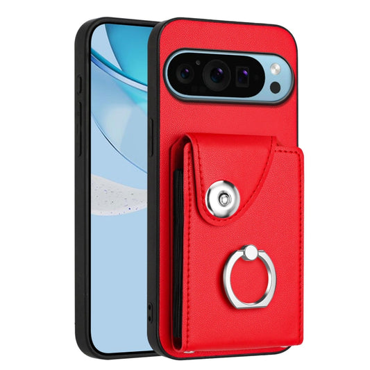 For Google Pixel 9 Pro XL Organ Card Bag Ring Holder Phone Case(Red) by buy2fix