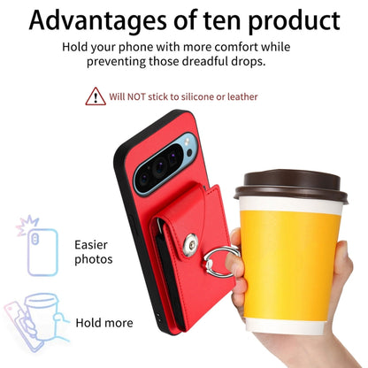 For Google Pixel 9 Pro XL Organ Card Bag Ring Holder Phone Case(Red) by buy2fix