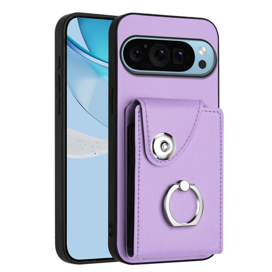 For Google Pixel 9 / 9 Pro Organ Card Bag Ring Holder Phone Case(Purple) by buy2fix