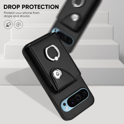 For Google Pixel 9 / 9 Pro Organ Card Bag Ring Holder Phone Case(Black) by buy2fix