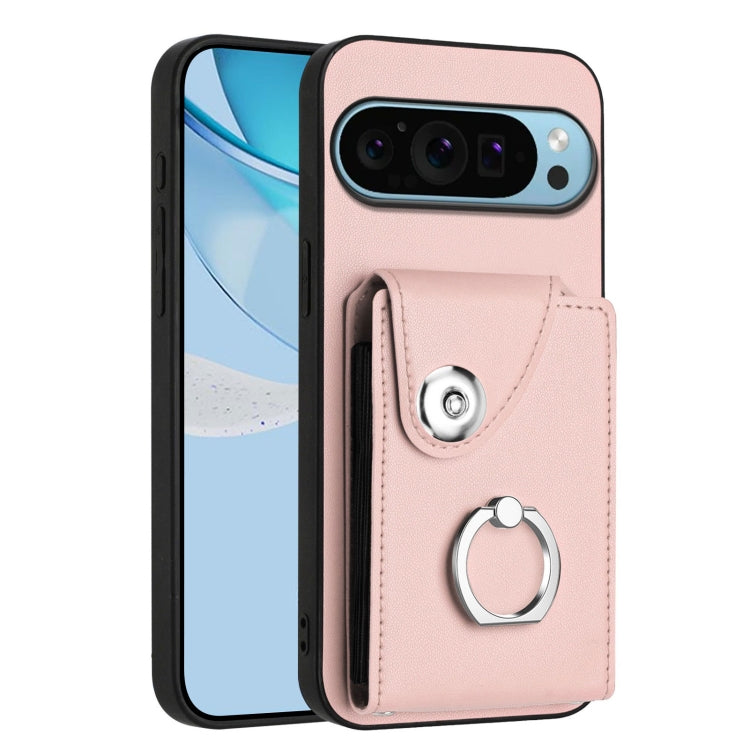 For Google Pixel 9 / 9 Pro Organ Card Bag Ring Holder Phone Case(Pink) by buy2fix