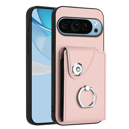 For Google Pixel 9 / 9 Pro Organ Card Bag Ring Holder Phone Case(Pink) by buy2fix