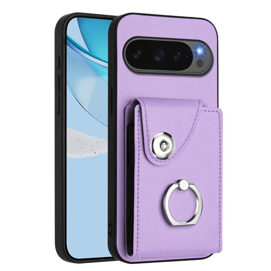 For Google Pixel 10 Pro XL Organ Card Bag Ring Holder Phone Case(Purple) - Google Cases by buy2fix | Online Shopping UK | buy2fix