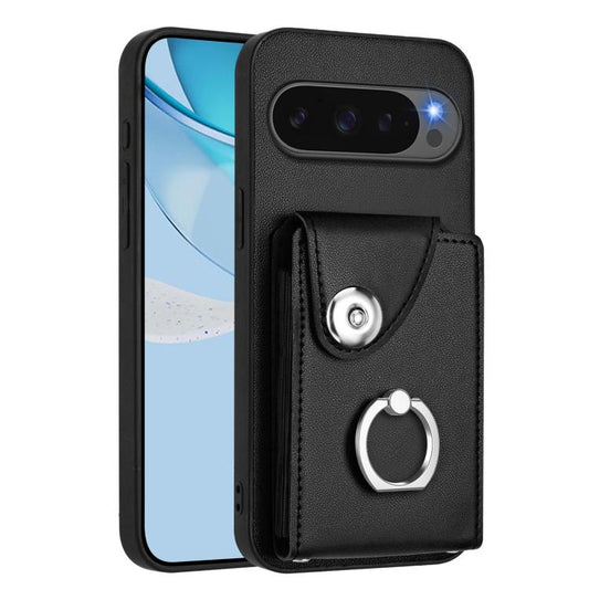 For Google Pixel 10 Pro XL Organ Card Bag Ring Holder Phone Case(Black) - Google Cases by buy2fix | Online Shopping UK | buy2fix