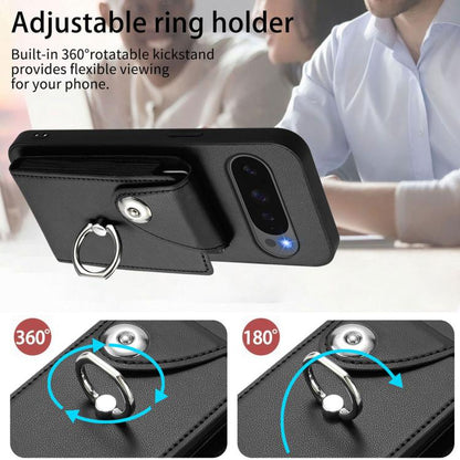 For Google Pixel 10 Pro XL Organ Card Bag Ring Holder Phone Case(Black) - Google Cases by buy2fix | Online Shopping UK | buy2fix