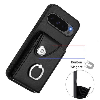 For Google Pixel 10 Pro XL Organ Card Bag Ring Holder Phone Case(Black) - Google Cases by buy2fix | Online Shopping UK | buy2fix