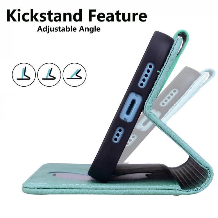 For iPhone 16 Pro Max Cute Cat Embossed Leather Phone Case(Green) by buy2fix