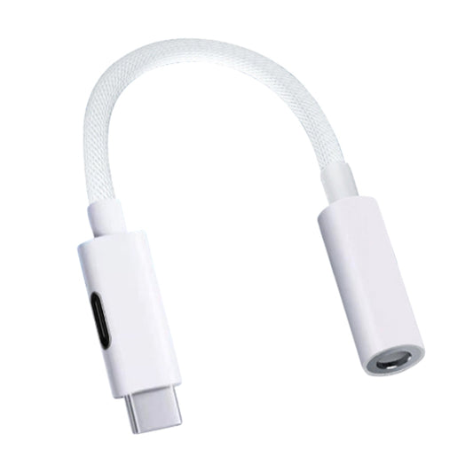 Type-C to 8 Pin / 3.5mm Audio Adapter Cable(White) - Earphone Adapter by buy2fix | Online Shopping UK | buy2fix