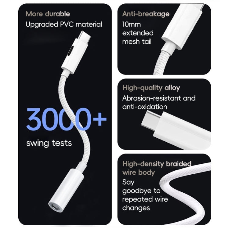 Type-C to 8 Pin / 3.5mm Audio Adapter Cable(White) - Earphone Adapter by buy2fix | Online Shopping UK | buy2fix