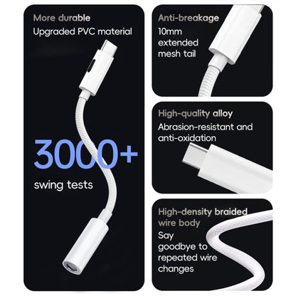 Type-C to 8 Pin / 3.5mm Audio Adapter Cable(White) - Earphone Adapter by buy2fix | Online Shopping UK | buy2fix