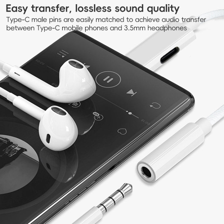 Type-C to 8 Pin / 3.5mm Audio Adapter Cable(White) - Earphone Adapter by buy2fix | Online Shopping UK | buy2fix
