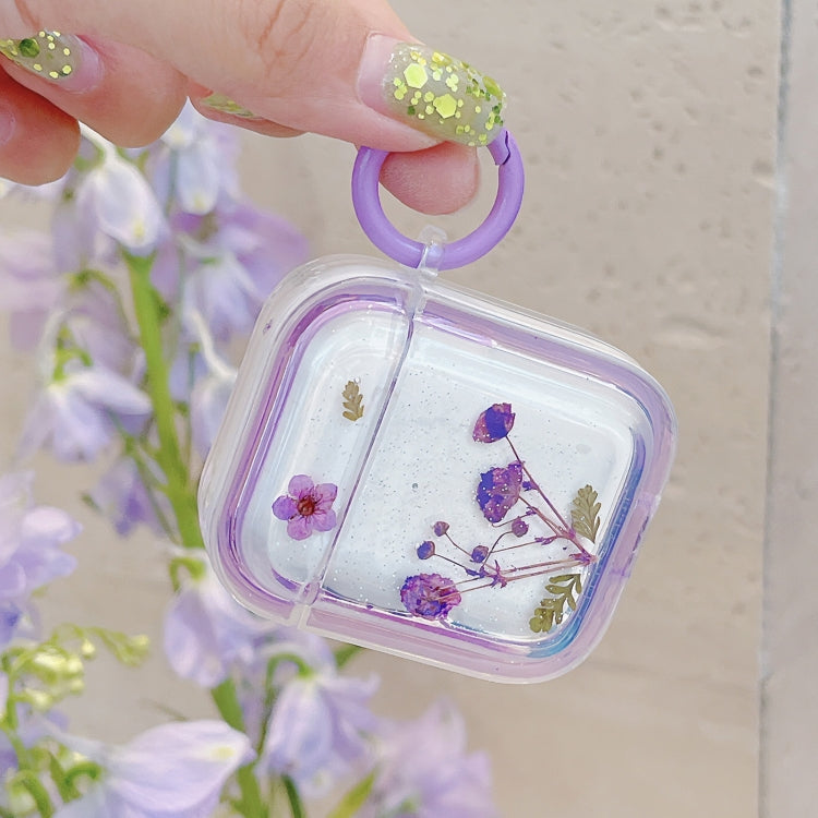 For AirPods 3 Glitter Starry Epoxy Dried Flowers Earbuds Box TPU Case(Pink) - For AirPods 3 by buy2fix | Online Shopping UK | buy2fix