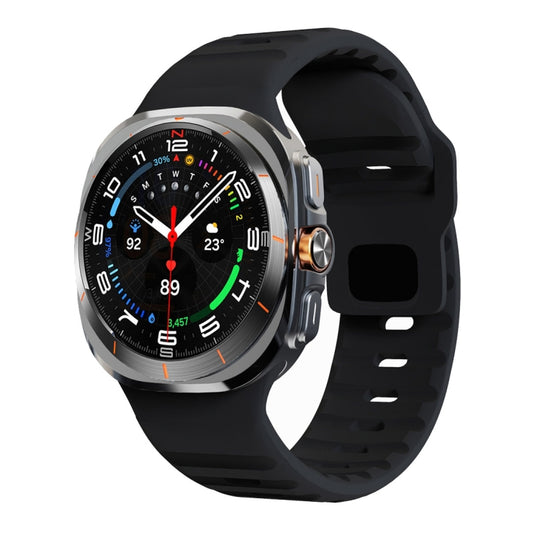For Galaxy Watch Ultra2 2026 / 2025 / 1 2024 Wave Texture Reverse Buckle Silicone Watch Band(Black)