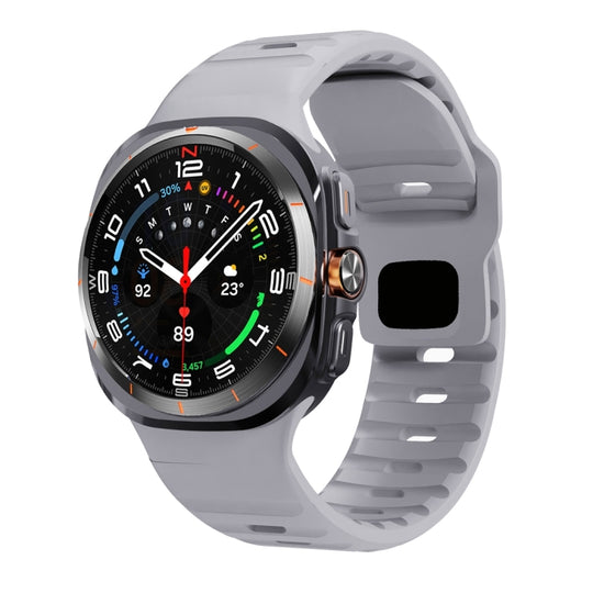 For Galaxy Watch Ultra2 2026 / 2025 / 1 2024 Wave Texture Reverse Buckle Silicone Watch Band(Light Grey)