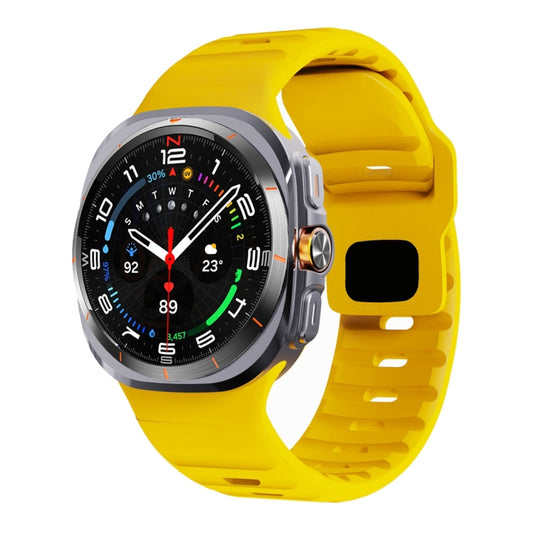 For Galaxy Watch Ultra2 2026 / 2025 / 1 2024 Wave Texture Reverse Buckle Silicone Watch Band(Yellow)