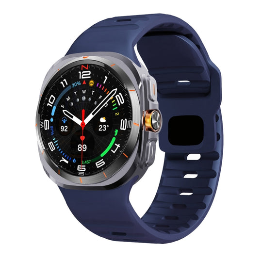For Galaxy Watch Ultra2 2026 / 2025 / 1 2024 Wave Texture Reverse Buckle Silicone Watch Band(Midnight Blue)