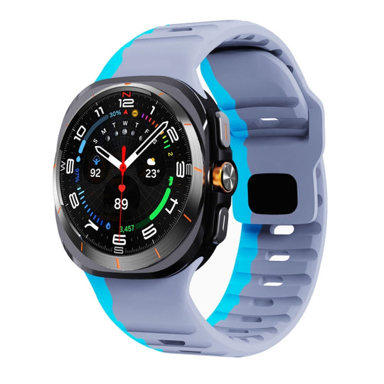For Galaxy Watch Ultra2 2026 / 2025 / 1 2024 Wave Texture Reverse Buckle Silicone Watch Band(Grey Blue)
