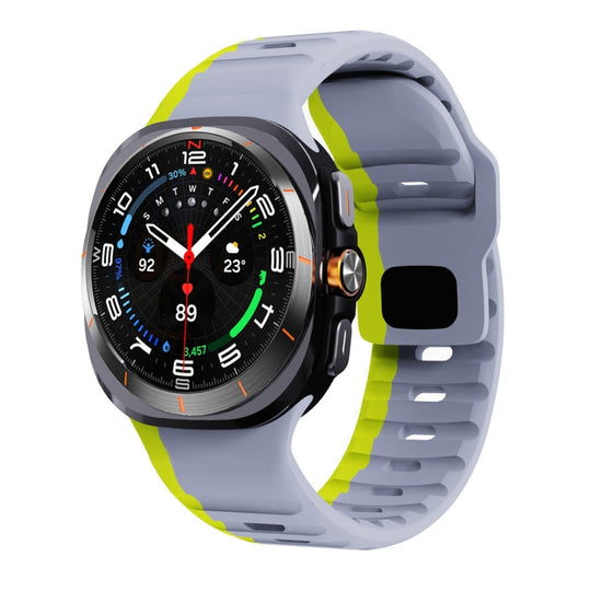 For Galaxy Watch Ultra2 2026 / 2025 / 1 2024 Wave Texture Reverse Buckle Silicone Watch Band(Grey Green)