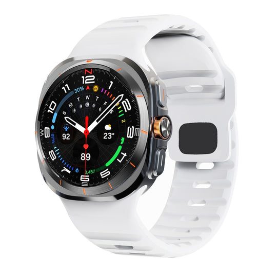 For Galaxy Watch Ultra2 2026 / 2025 / 1 2024 Wave Texture Reverse Buckle Silicone Watch Band(White)