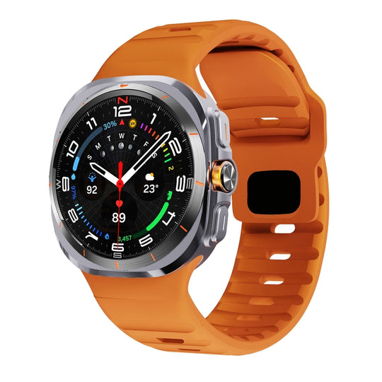 For Galaxy Watch Ultra2 2026 / 2025 / 1 2024 Wave Texture Reverse Buckle Silicone Watch Band(Orange)