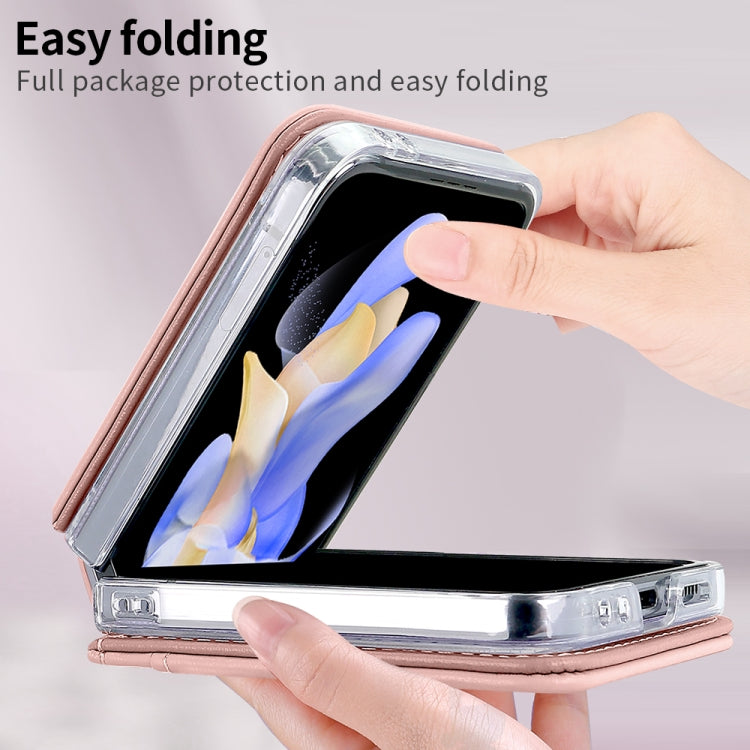 For Samsung Galaxy Z Flip6 / Flip7 FE VIETAO Rhombic Texture PU Card Slot Phone Case with Lanyard(Pink) - Galaxy Z Flip6 5G Cases by VIETAO | Online Shopping UK | buy2fix