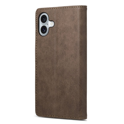 For iPhone 16 Plus Business Solid Color Magnetic RFID Leather Phone Case(Brown) - iPhone 16 Plus Cases by buy2fix | Online Shopping UK | buy2fix