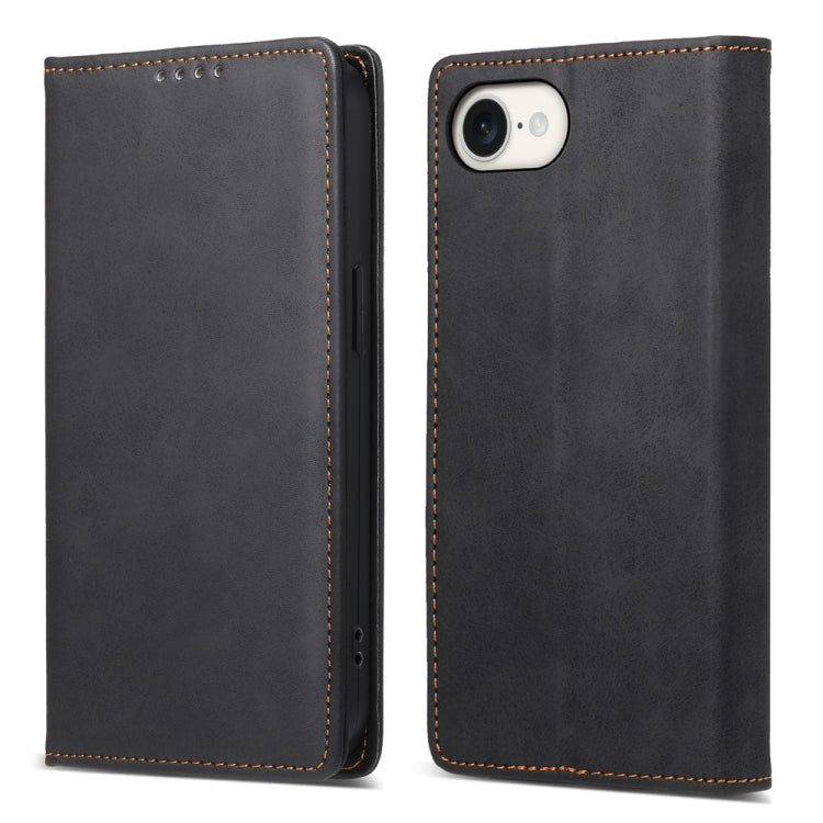 For iPhone 16e Business Solid Color Magnetic RFID Leather Phone Case(Black) by buy2fix