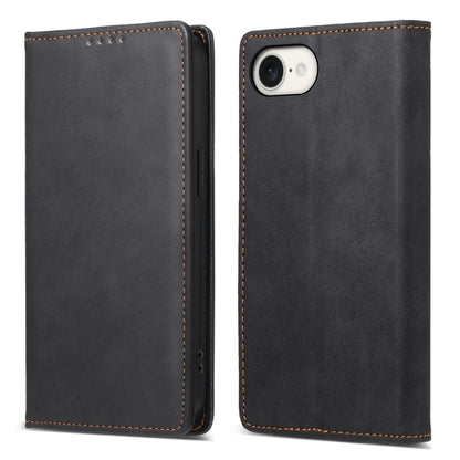 For iPhone 16e Business Solid Color Magnetic RFID Leather Phone Case(Black) by buy2fix
