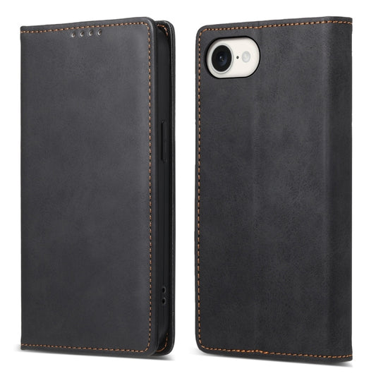 For iPhone 16e Business Solid Color Magnetic RFID Leather Phone Case(Black) by buy2fix