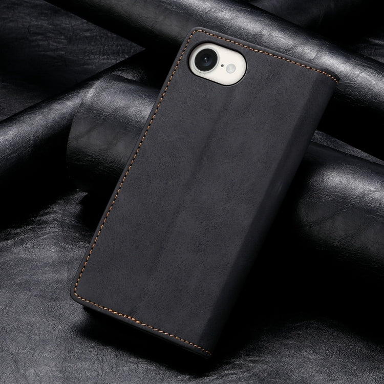 For iPhone 16e Business Solid Color Magnetic RFID Leather Phone Case(Black) by buy2fix