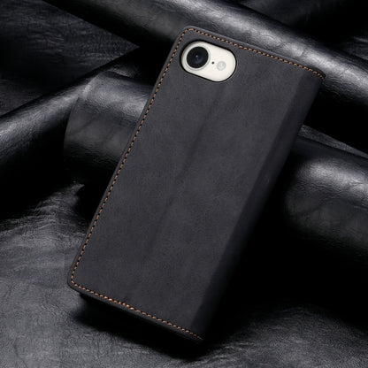 For iPhone 16e Business Solid Color Magnetic RFID Leather Phone Case(Black) by buy2fix