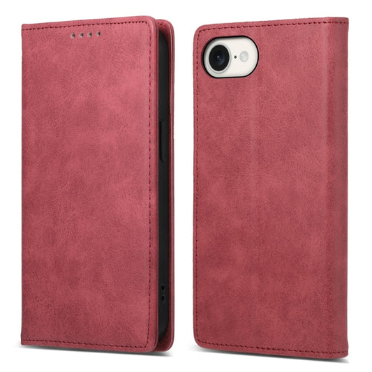 For iPhone 16e Business Solid Color Magnetic RFID Leather Phone Case(Red) by buy2fix