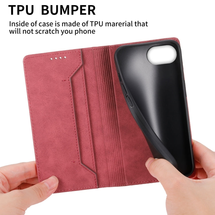 For iPhone 16e Business Solid Color Magnetic RFID Leather Phone Case(Red) by buy2fix