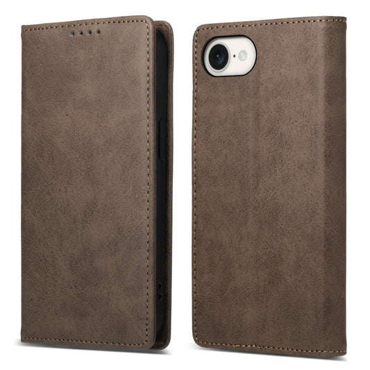 For iPhone 16e Business Solid Color Magnetic RFID Leather Phone Case(Brown) by buy2fix