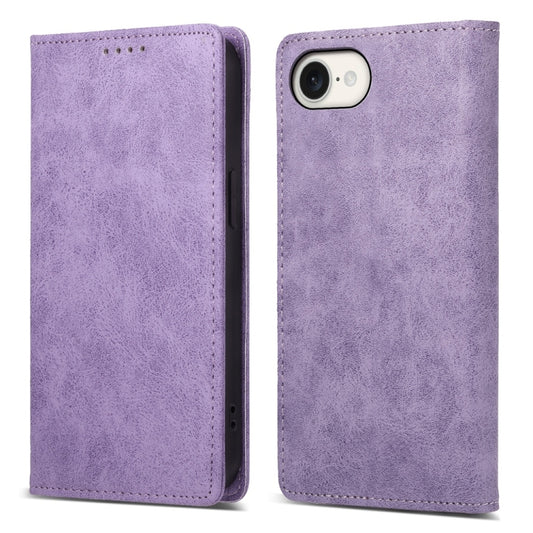 For iPhone 16e Business Solid Color Magnetic RFID Leather Phone Case(Purple) by buy2fix